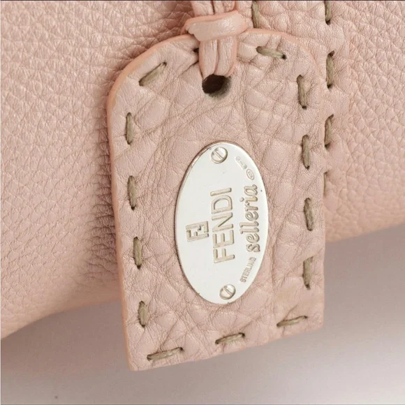 Fendi Selleria Linda Satchel in Bois de Rose Metallic Grained Leather - Picture 3 of 7